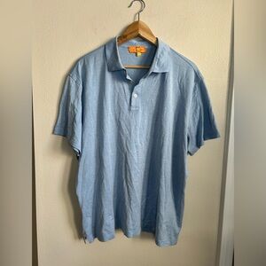 Marc Allen Fine Clothers Silk Blend Short Sleeve Light Blue Lightweight Polo 58